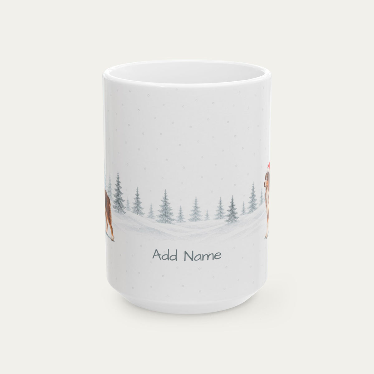 Custom Australian Shepherd Red Tri color Christmas Santa Hat Mug