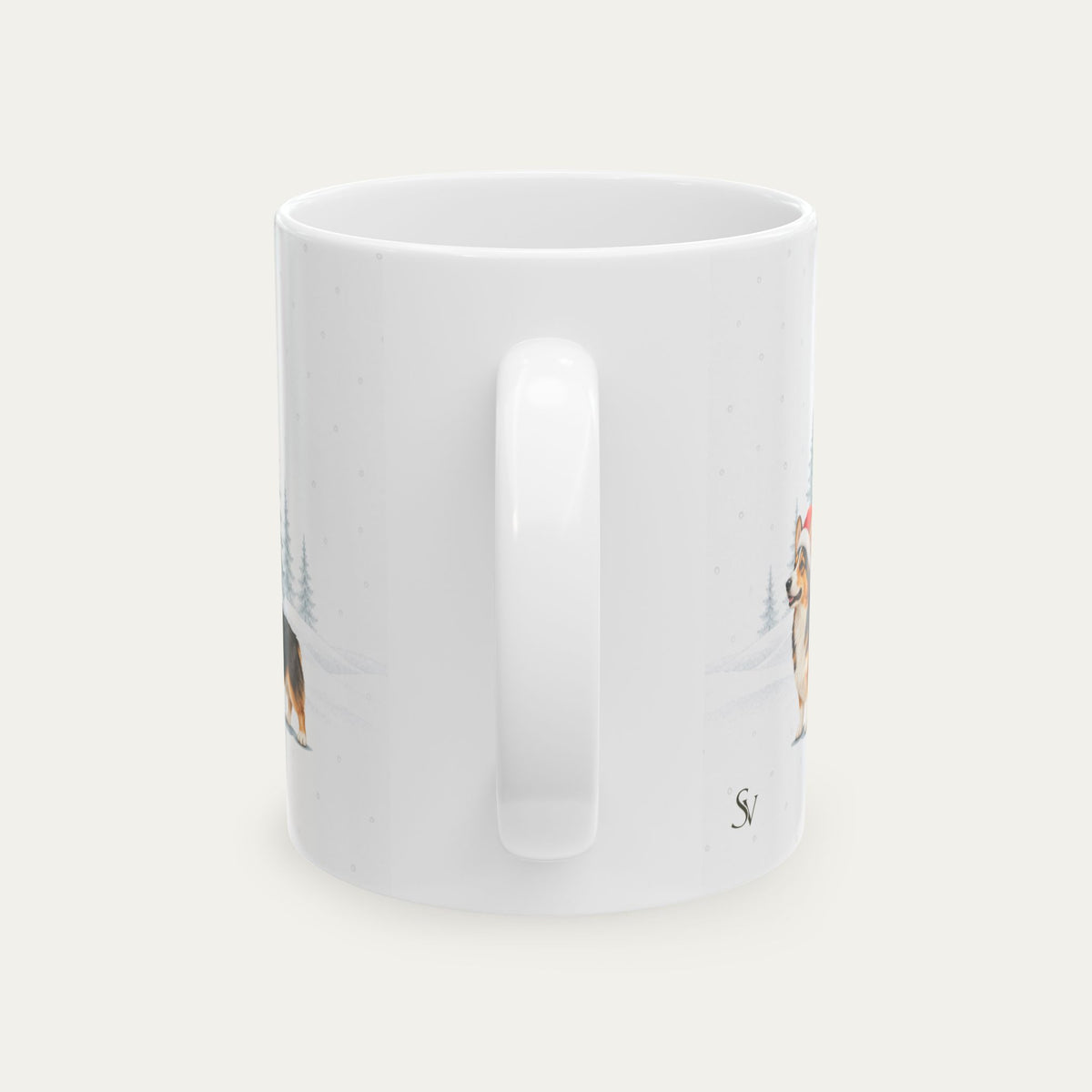 Custom Corgi Tri color Christmas Santa Hat Mug
