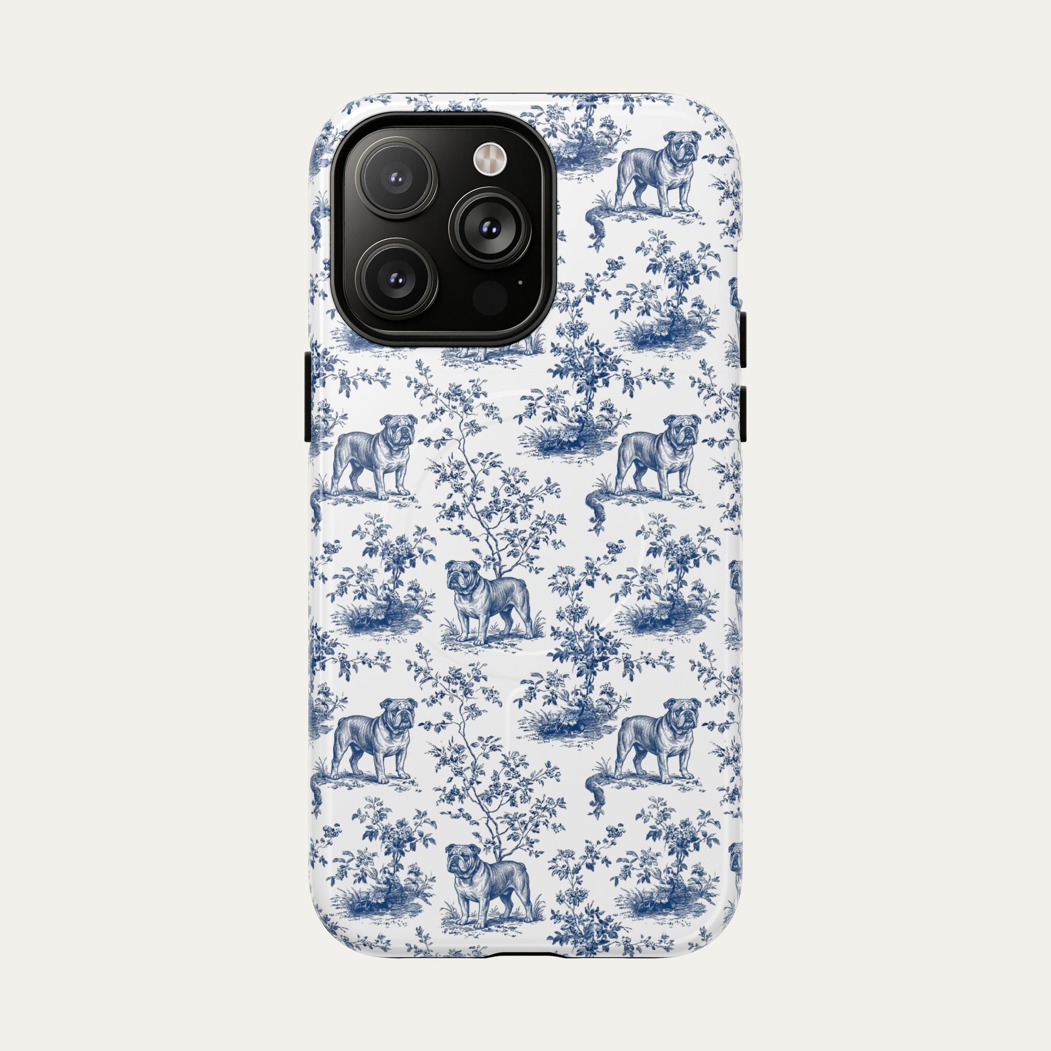 English Bulldog Blue Toile Phone case