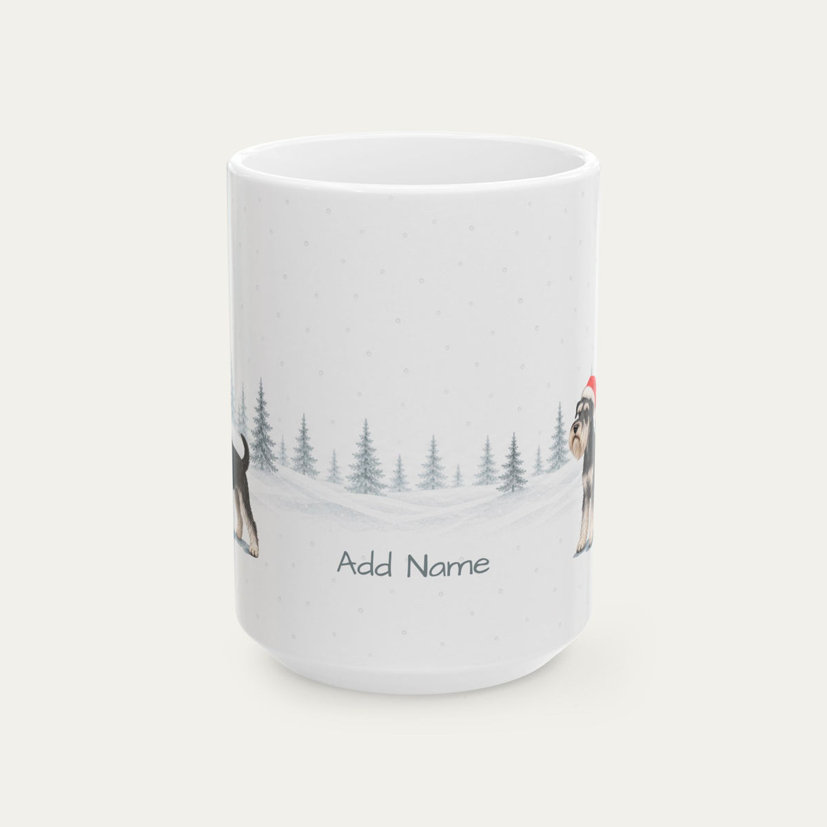 Custom Miniature Schnauzer Black and Silver  Christmas Santa Hat Mug