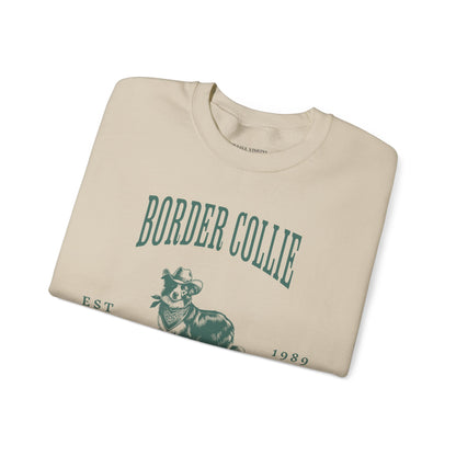 border collie Cowboy Club Sweatshirt - ash with green design
