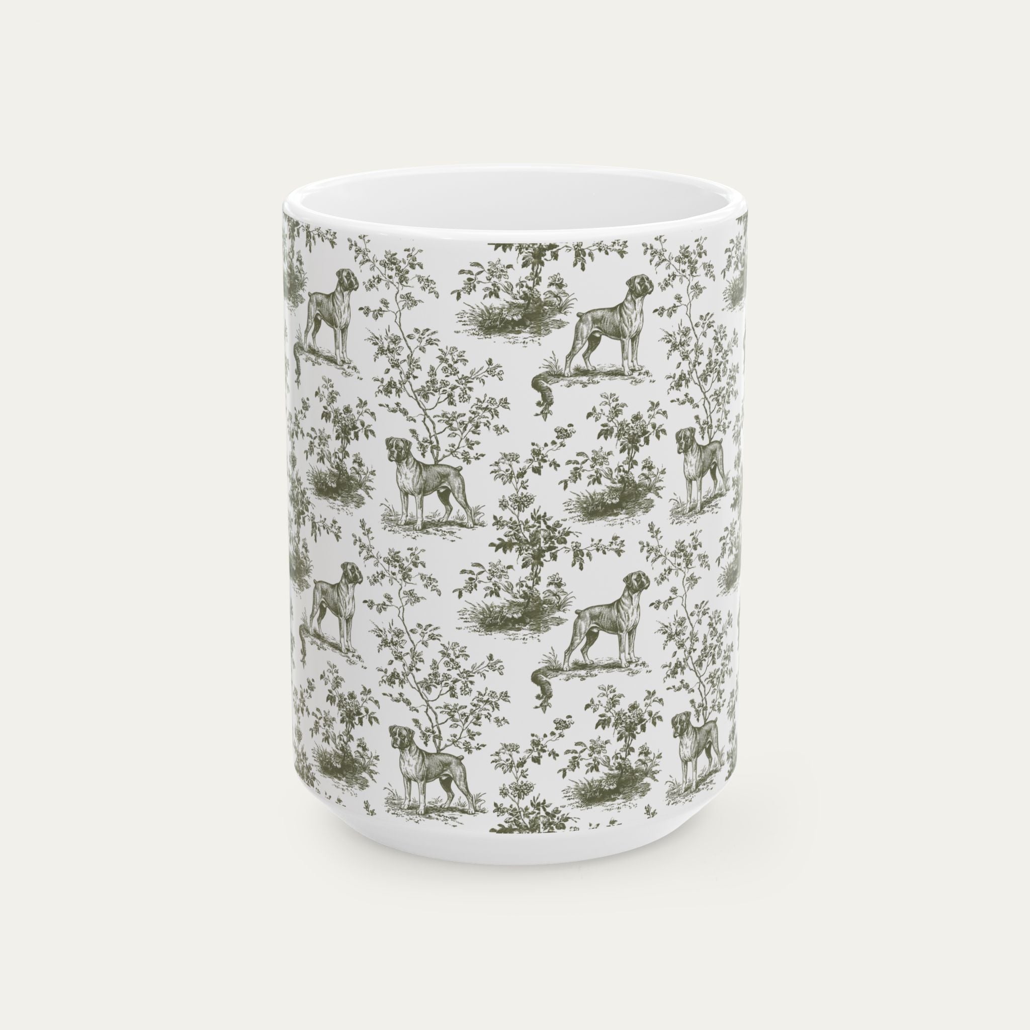 Boxer Sage Green Toile Mug