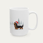 Custom Dachshubd Longhaired Black and Tan  Christmas Santa Hat Mug