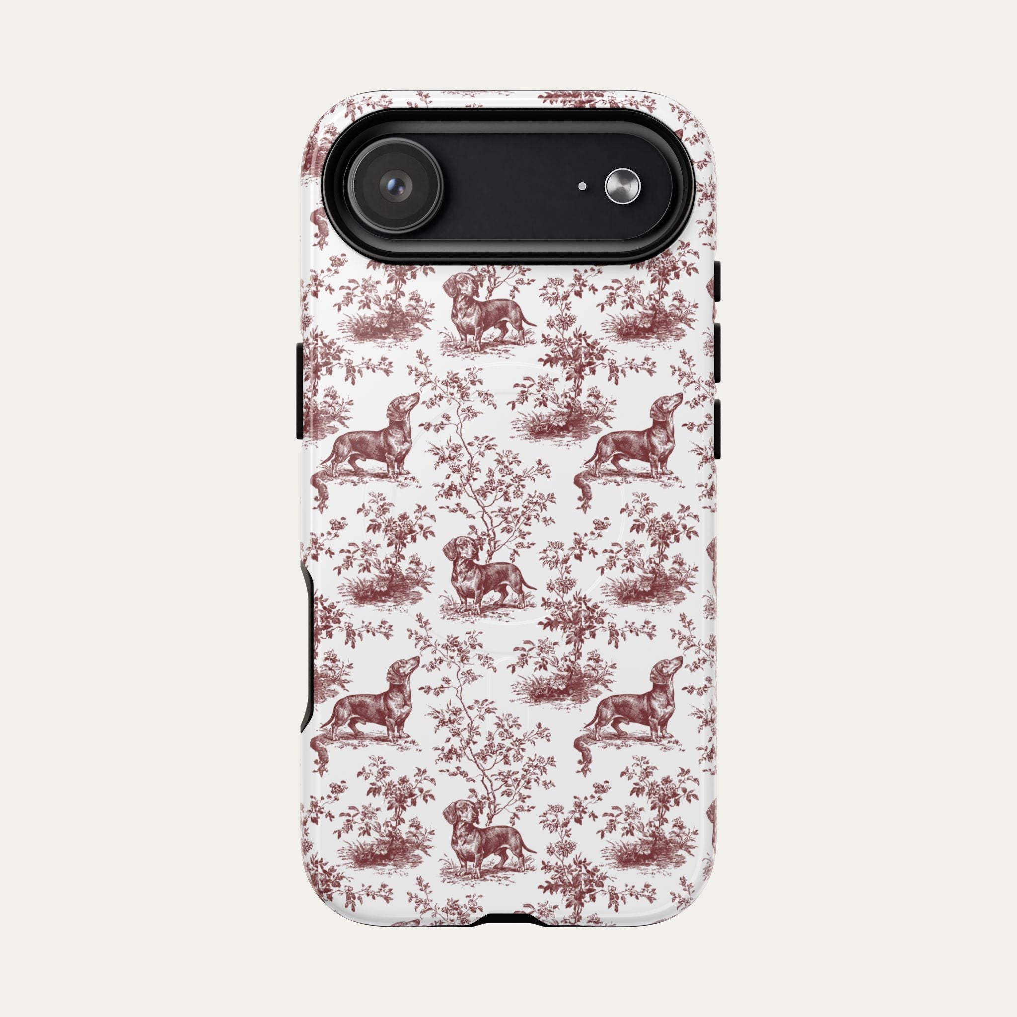 Dachshund Shorthaired Burgundy Toile phone Case