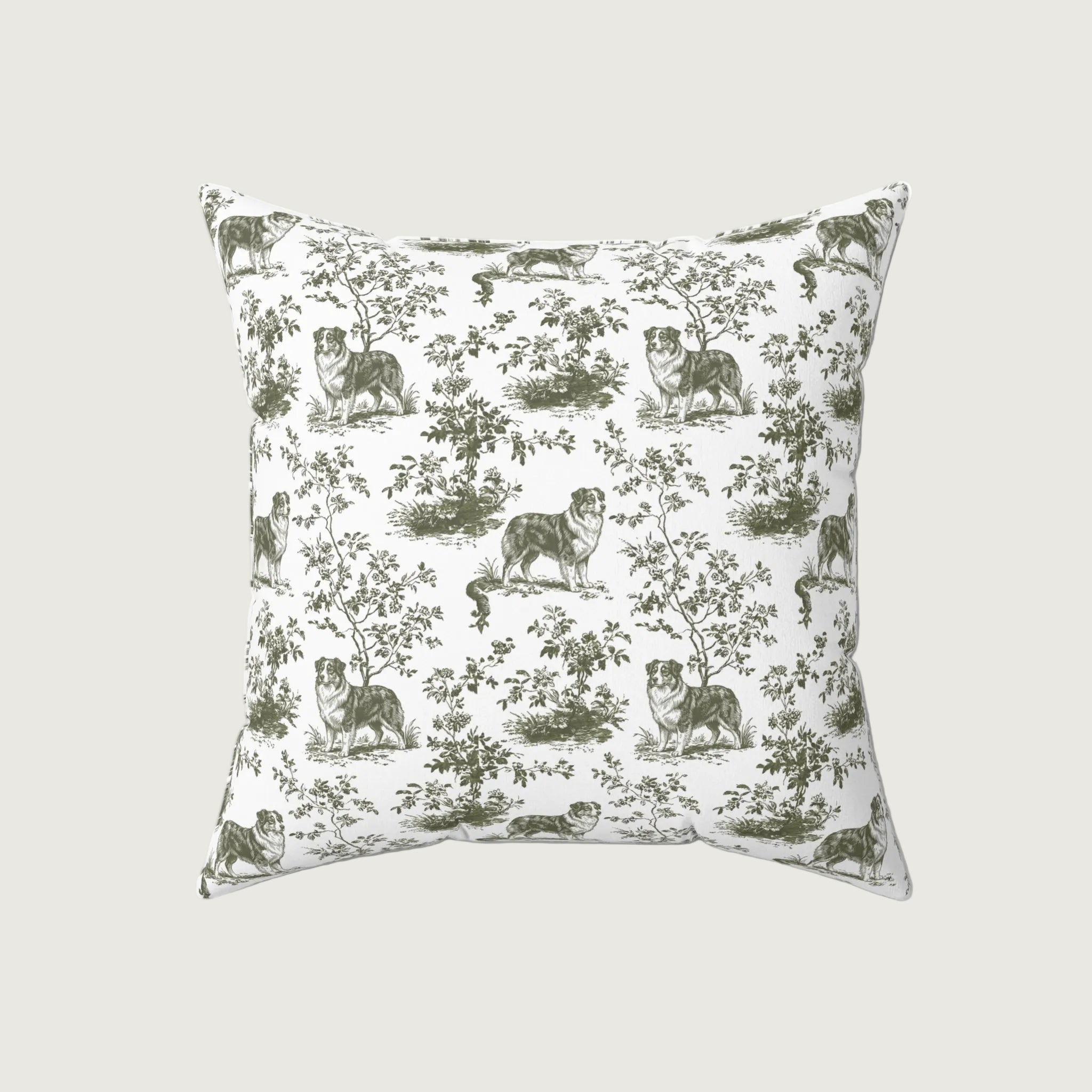 Dog Sage Green French Toile Pillow