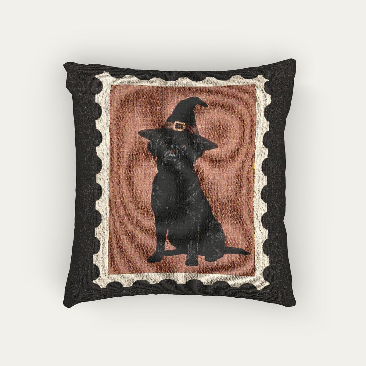 Labrador black Halloween Woven Pillow