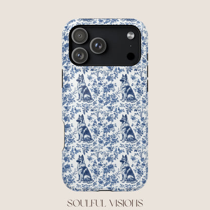 German Shepherd Toile De Jouy Magnetic Phone Case