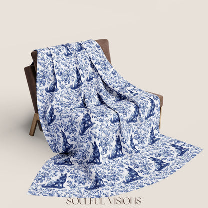 Belgian Malinois French Toile De Jouy Blanket
