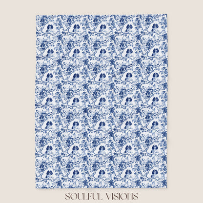 Cavalier King Charles Spaniel French Toile De Jouy Blanket