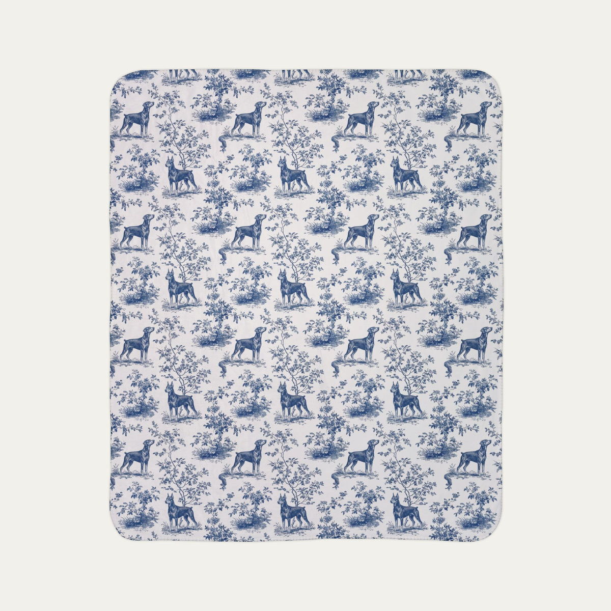 Doberman Toile De Jouy Fleece Blanket