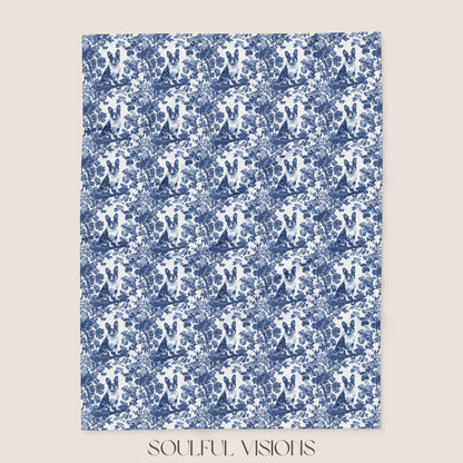 Boston Terrier French Toile De Jouy Blanket