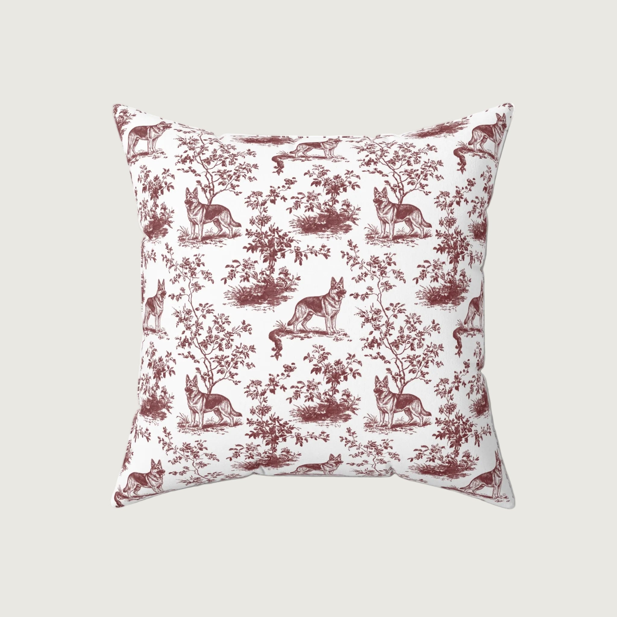 Dog Burgundy French Toile Pillow
