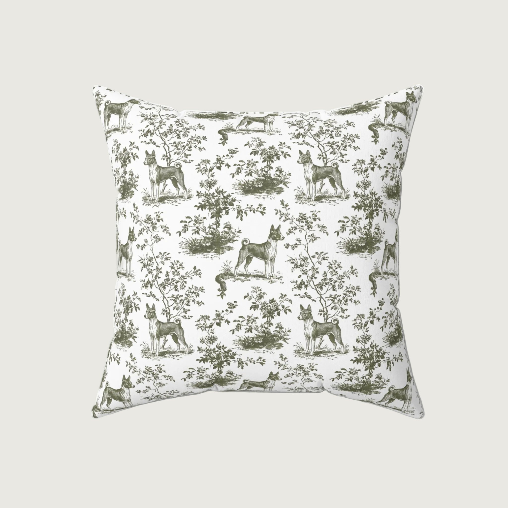 Dog Sage Green French Toile Pillow