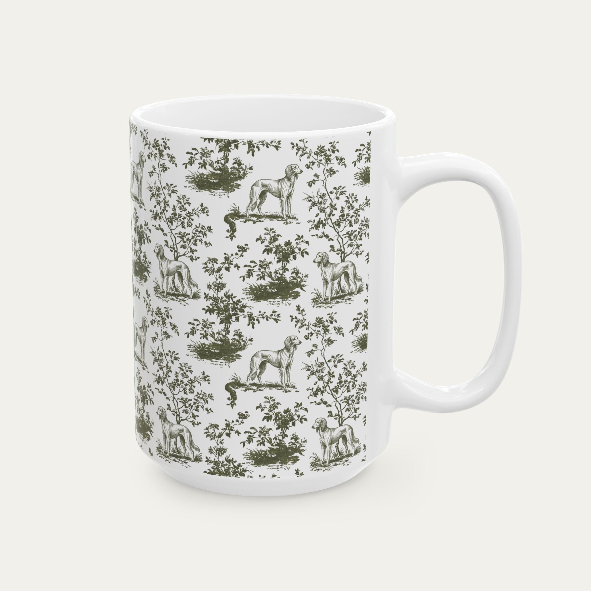 Saluki Sage Green Toile Mug