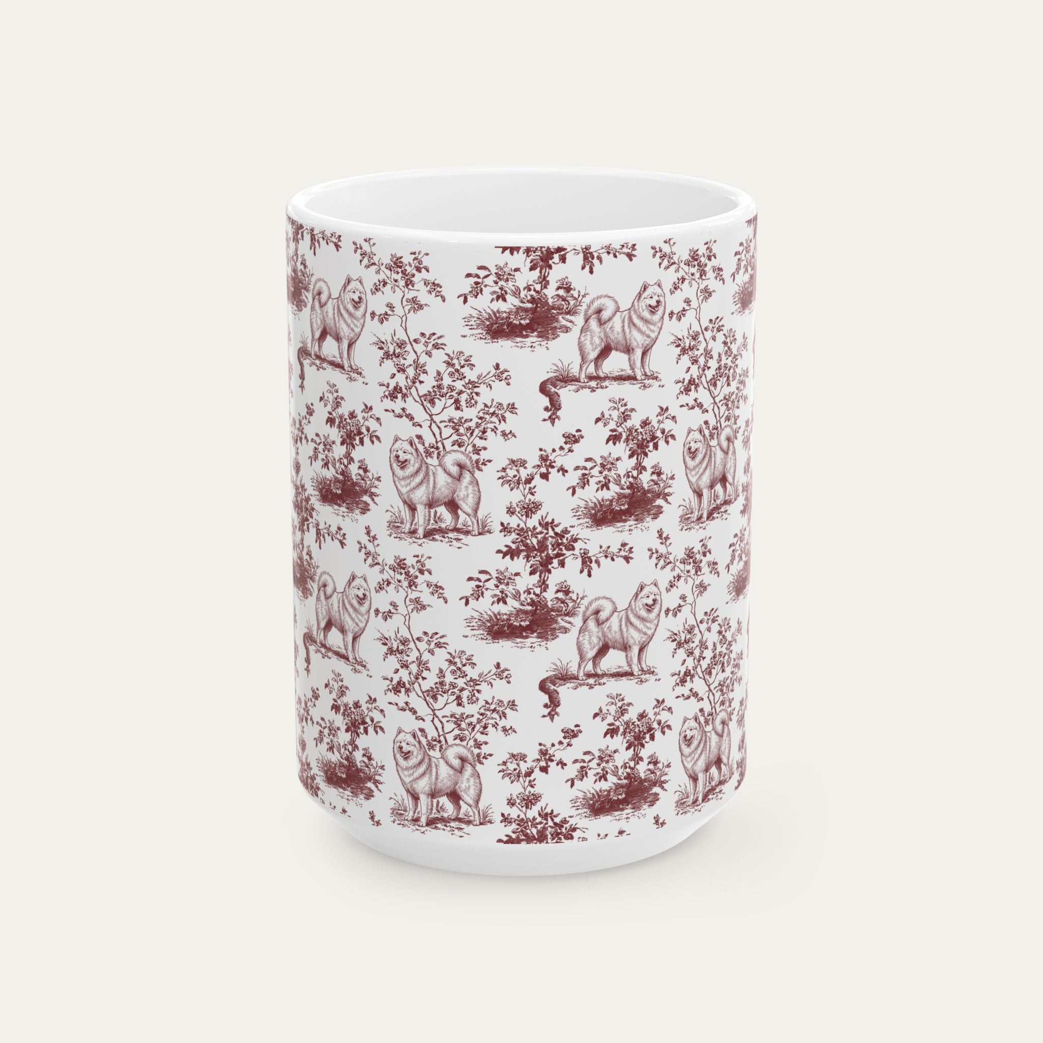 Samoyed Burgundy Toile Mug