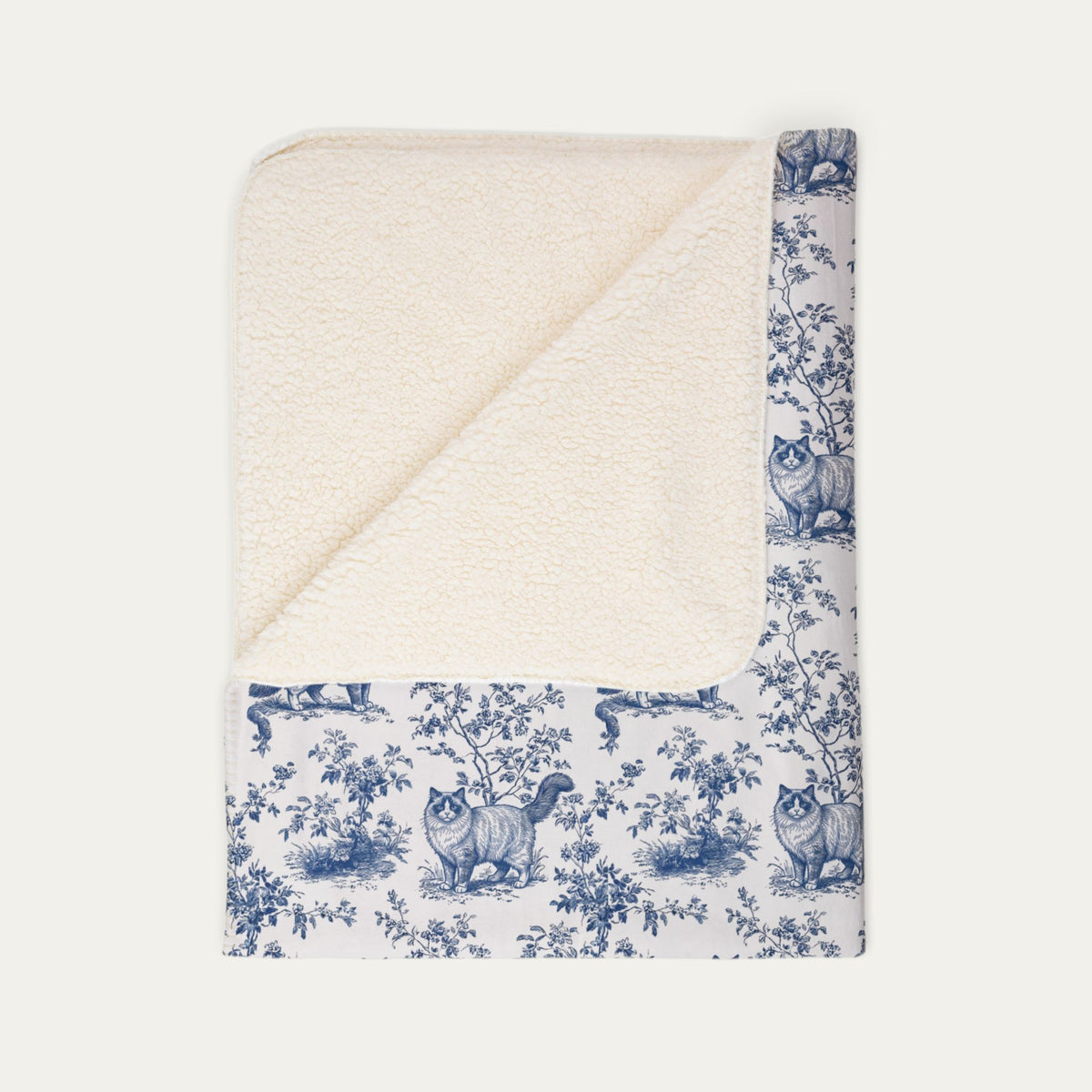 Ragdoll Cat Toile De Jouy Fleece Blanket