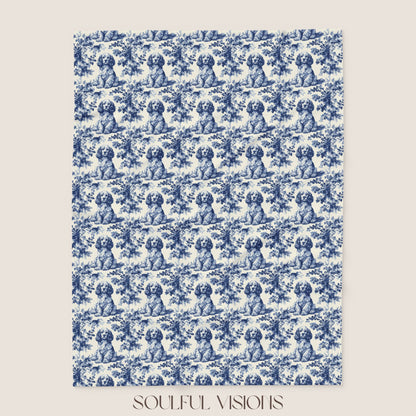 Cocker Spaniel 2 French Toile De Jouy Blanket