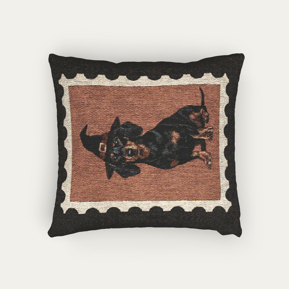 Dachund SH Black and Tan  Halloween Woven Pillow