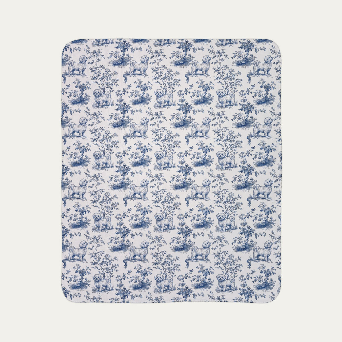 Maltese Toile De Jouy Fleece Blanket