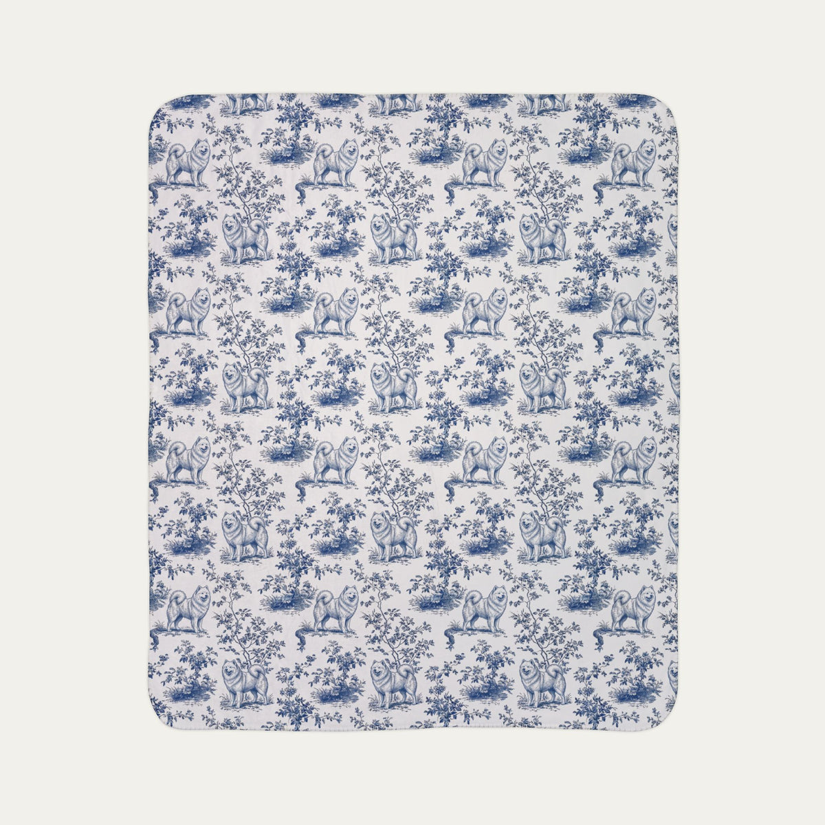 Samoyed Toile De Jouy Fleece Blanket