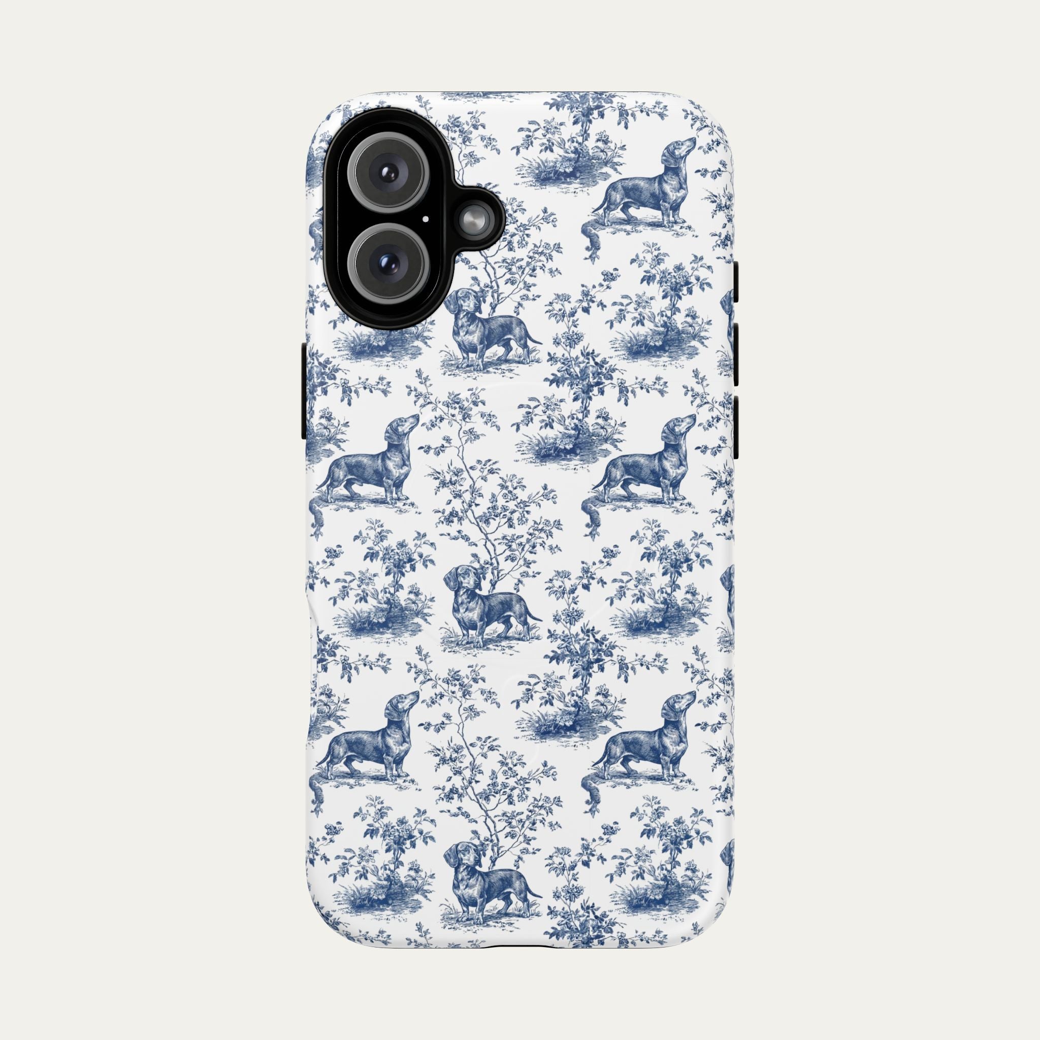 Dachshund Shorthaired Blue Toile Phone case