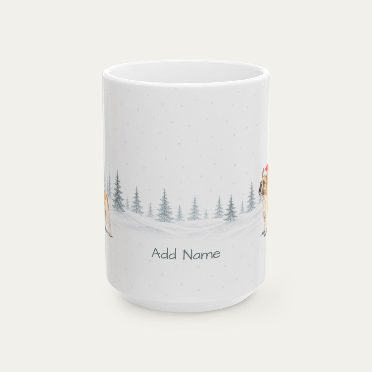 Custom French Bulldog Fawn Pied  Christmas Santa Hat Mug