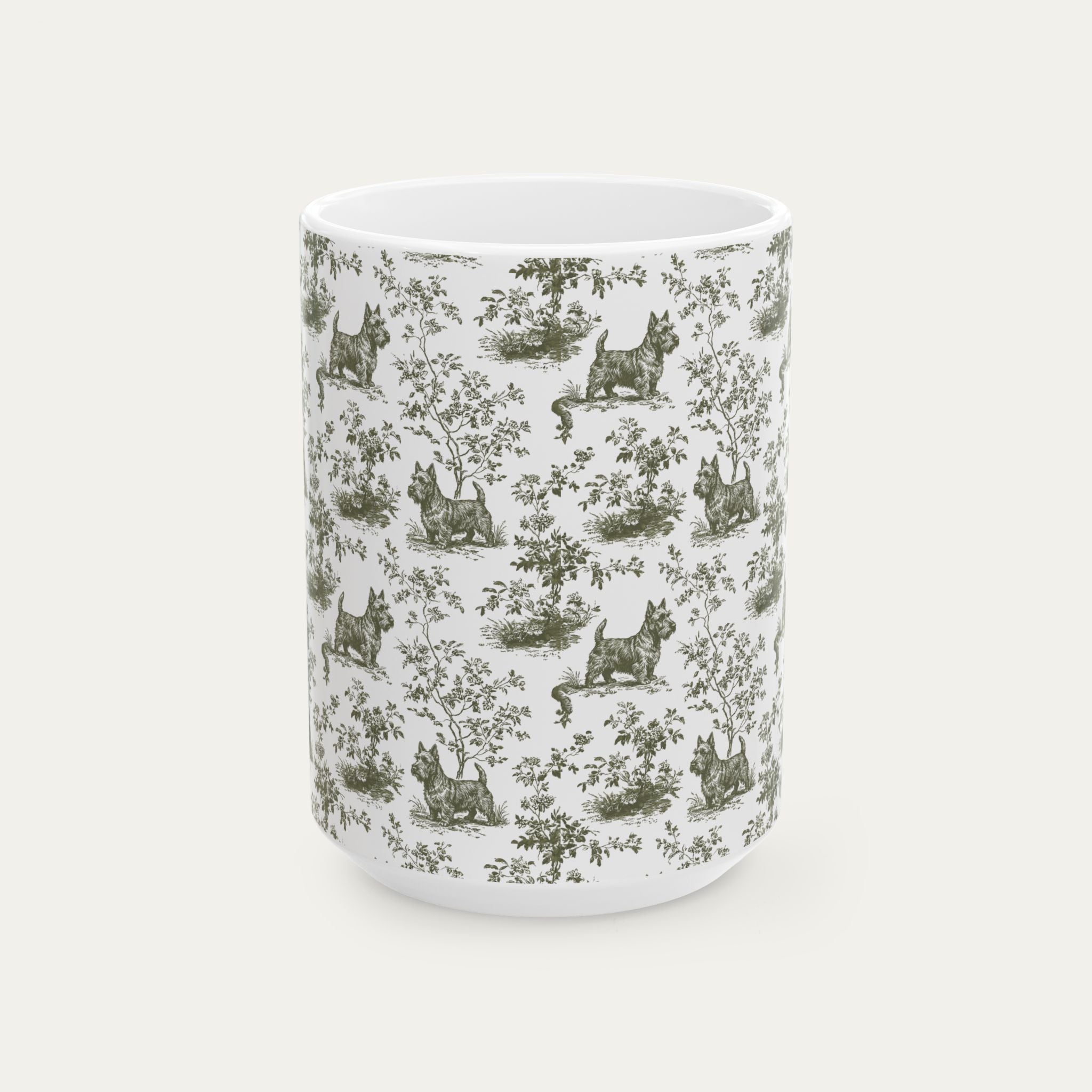 Scottish Terrier Sage Green Toile Mug