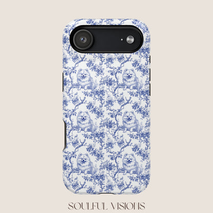 Pomeranian Toile De Jouy Magnetic Phone Case