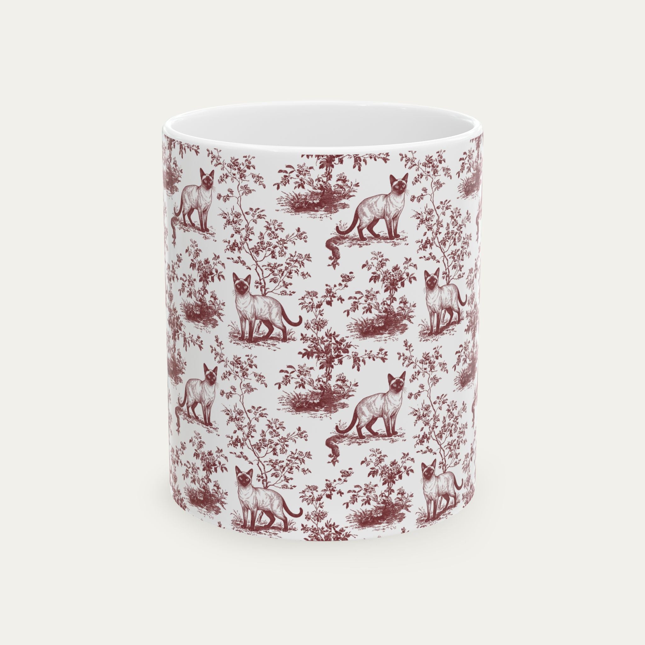 Siamese Cat Burgundy Toile Mug