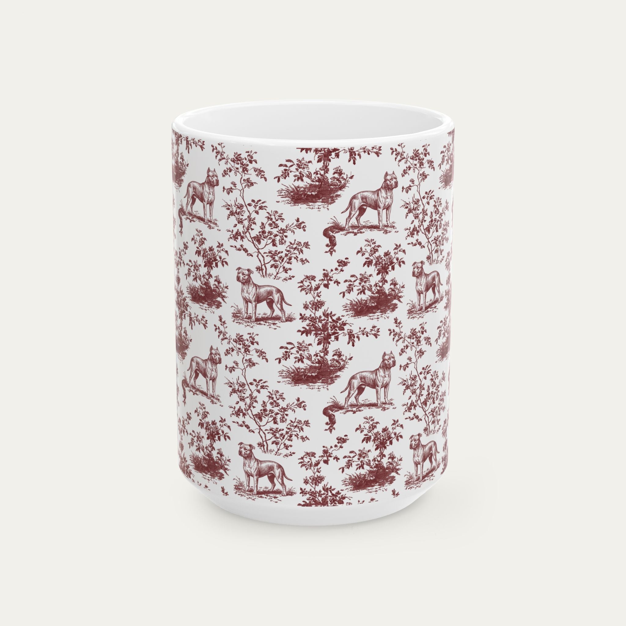 Pitbull Burgundy Toile Mug