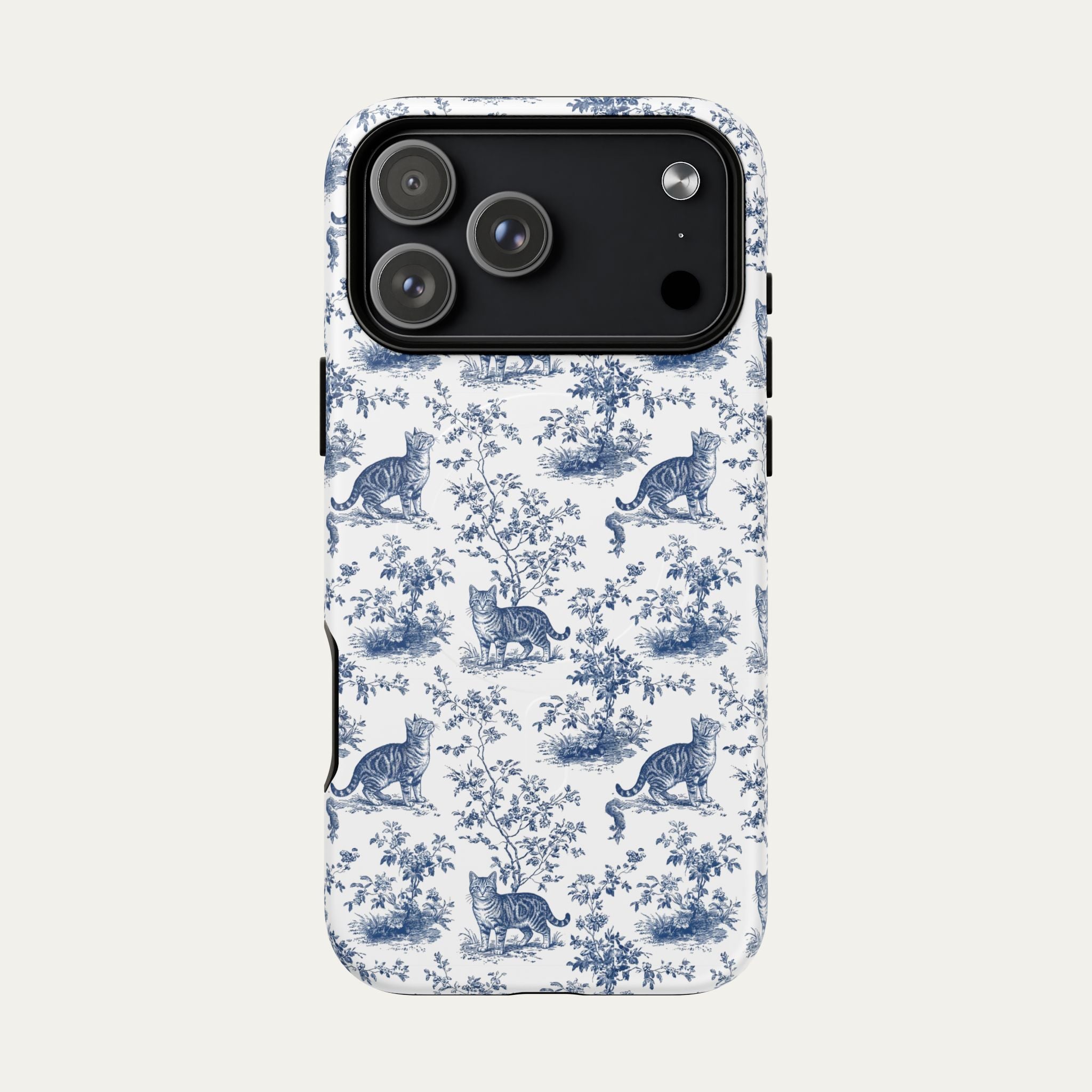 Tabby Cat Blue Toile Phone case