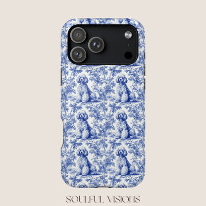 Poodle Toile De Jouy Magnetic Phone Case