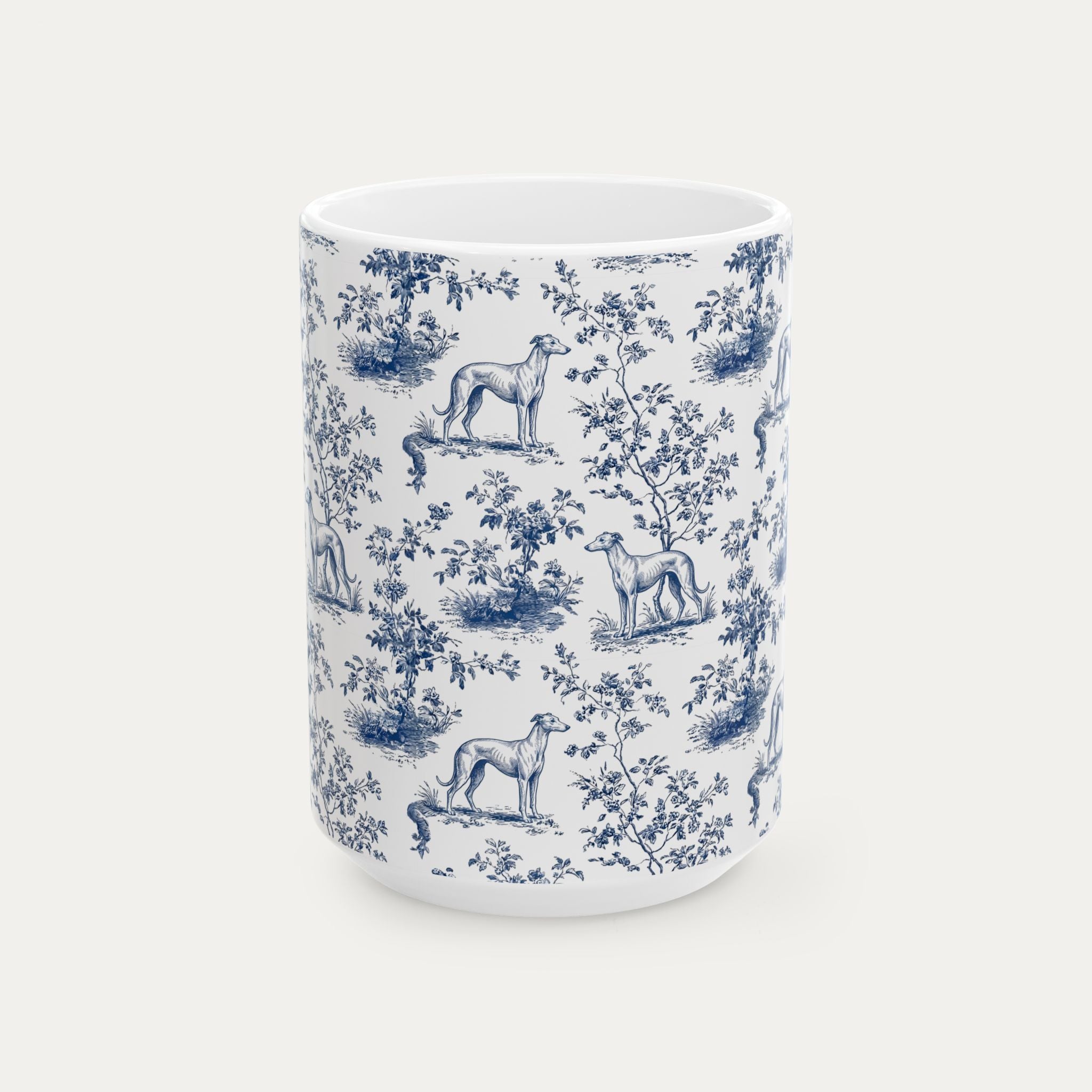 Greyhound Blue Toile Mug