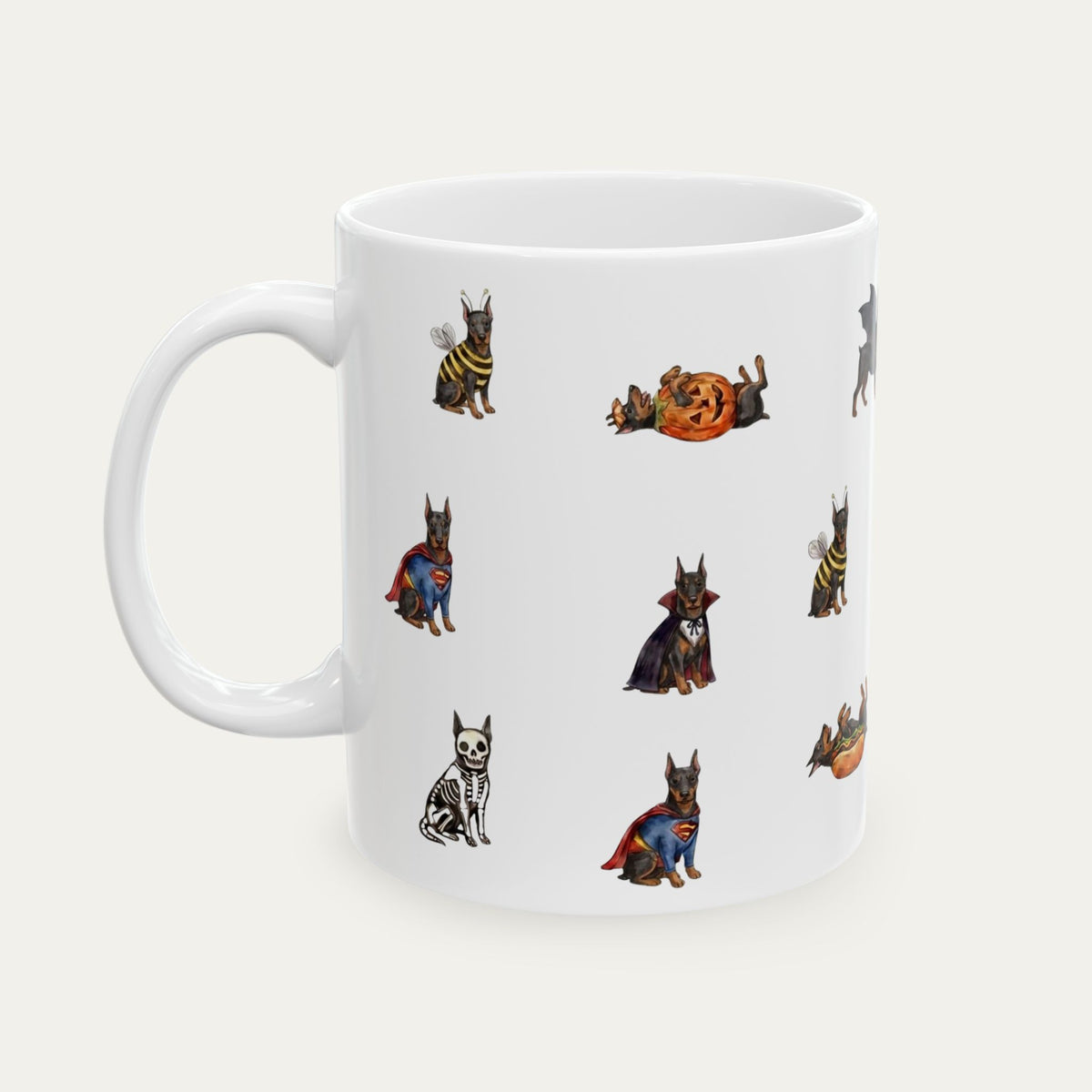 Doberman Black and tan Halloween mug