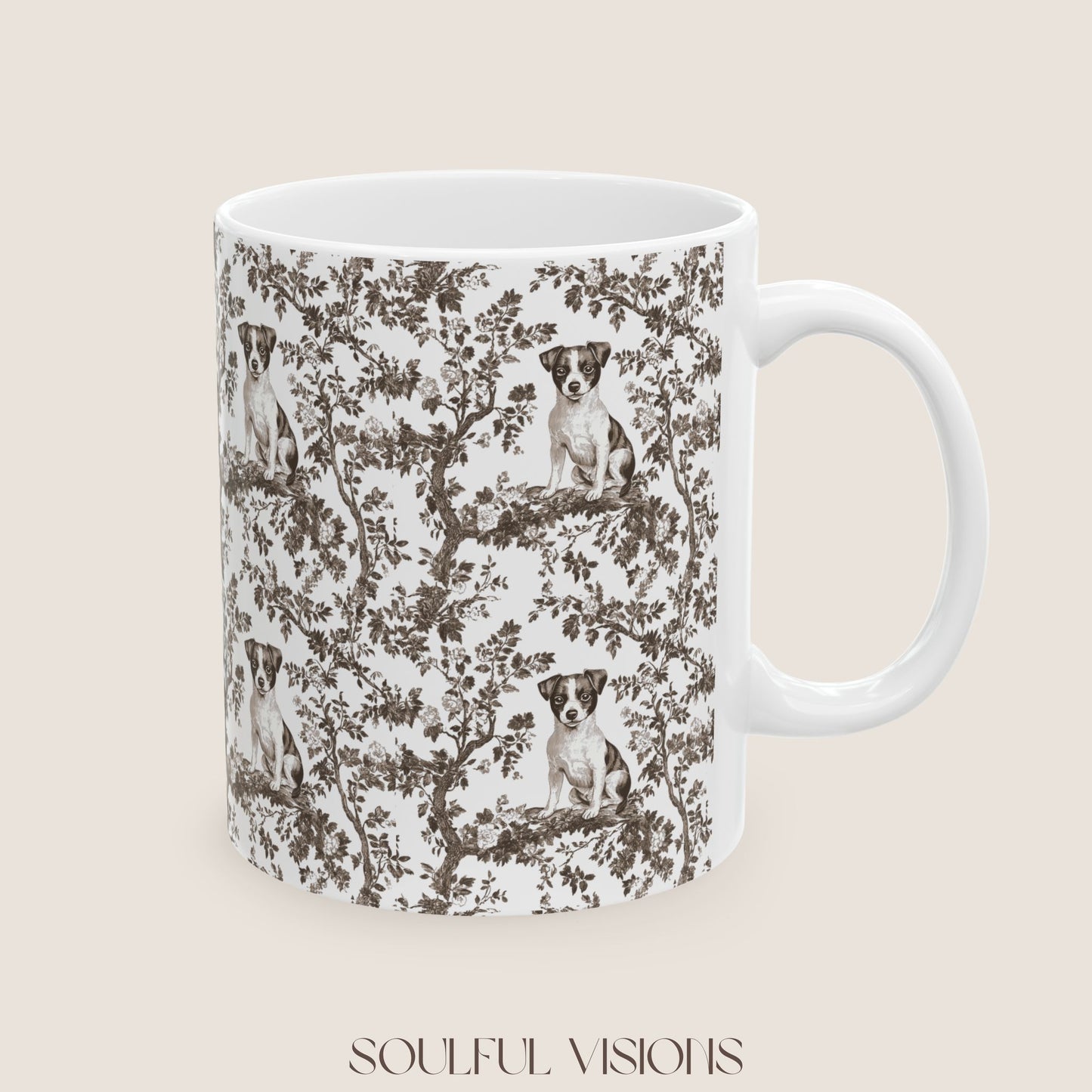 Jack Russel Toile De Jouy Mug