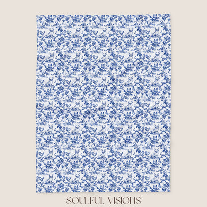 Chihuahua Long Haired French Toile De Jouy Blanket