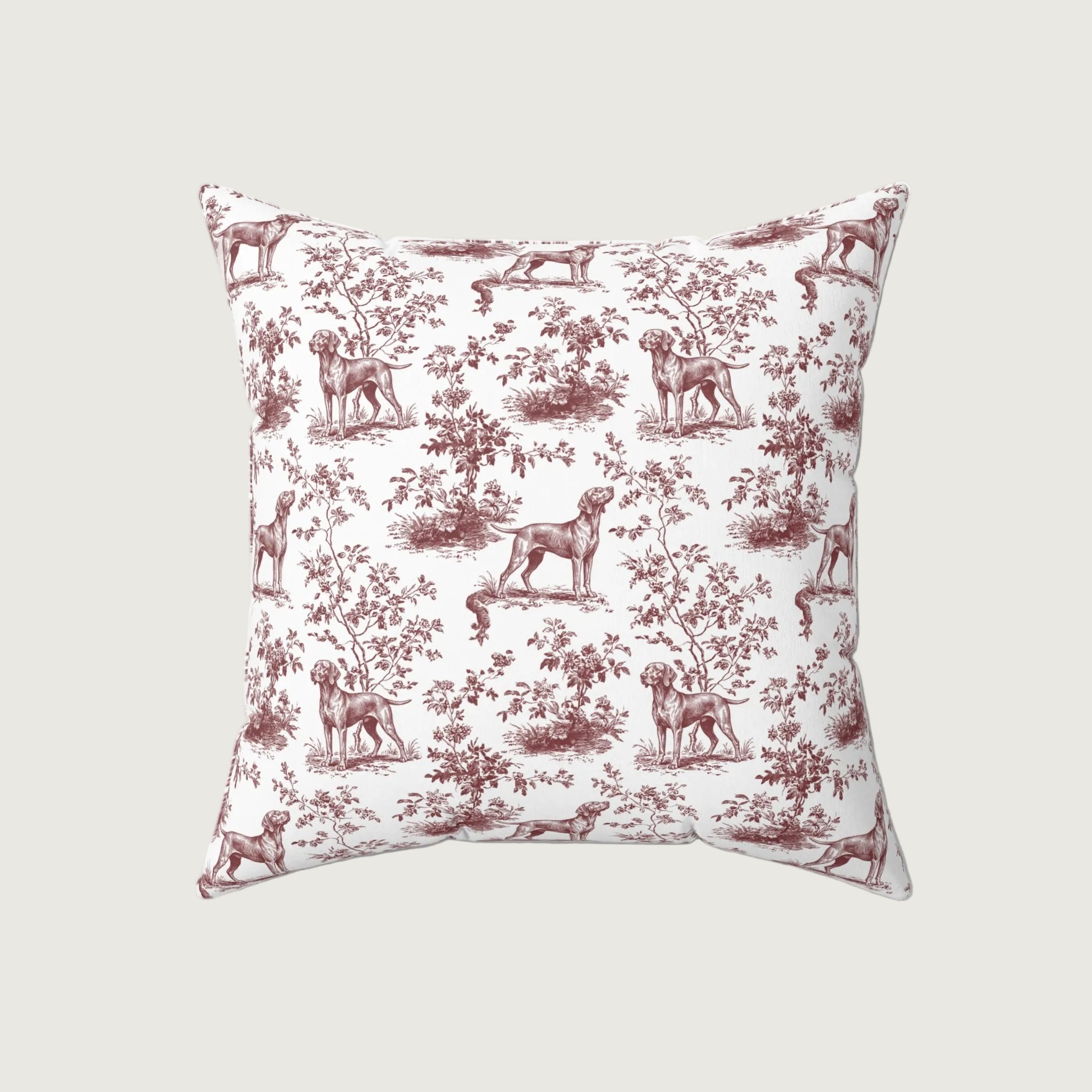 Dog Burgundy French Toile Pillow