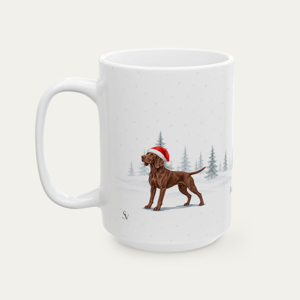 Custom German Shorthaired Pointer Liver Christmas Santa Hat Mug