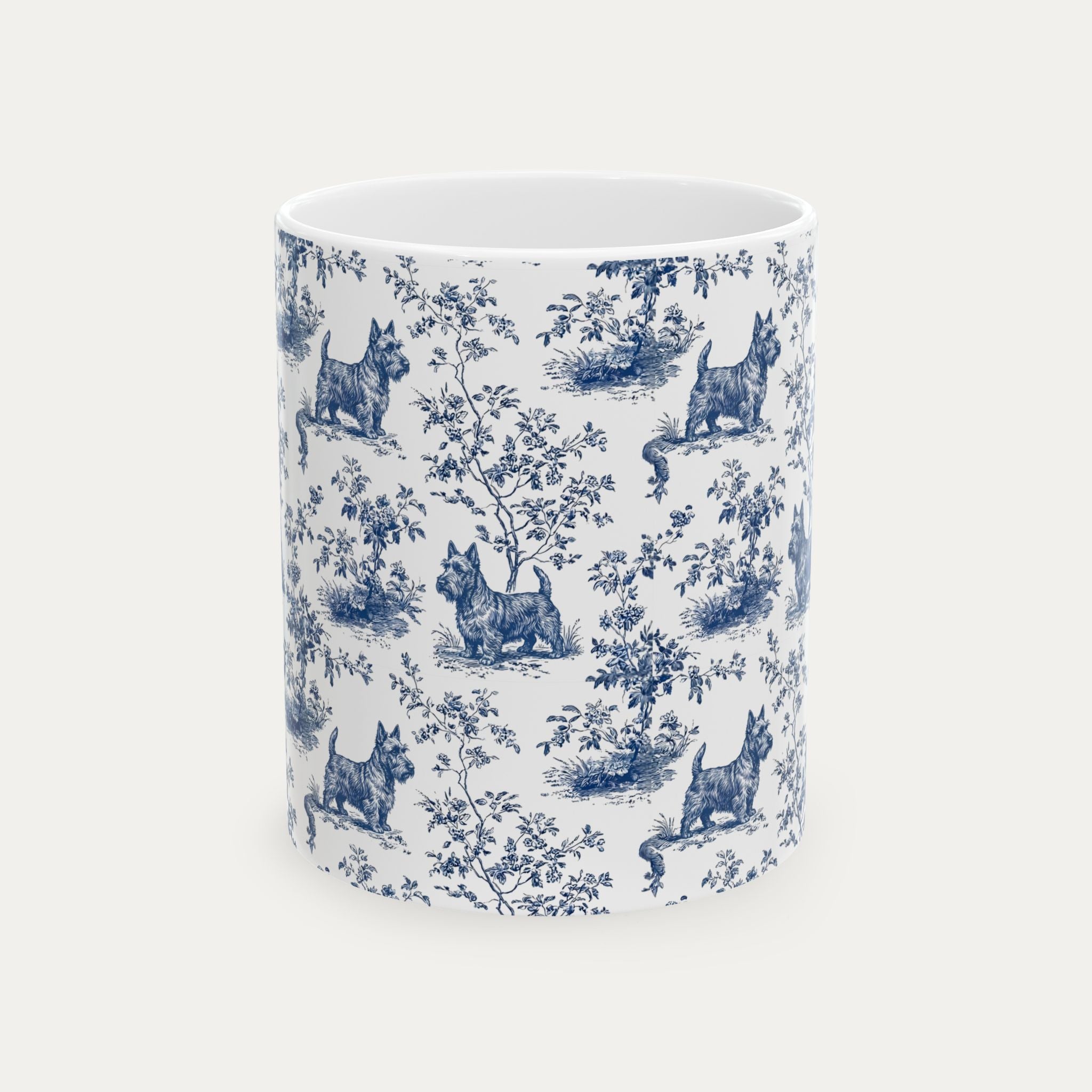 Scottish Terrier Blue Toile Mug