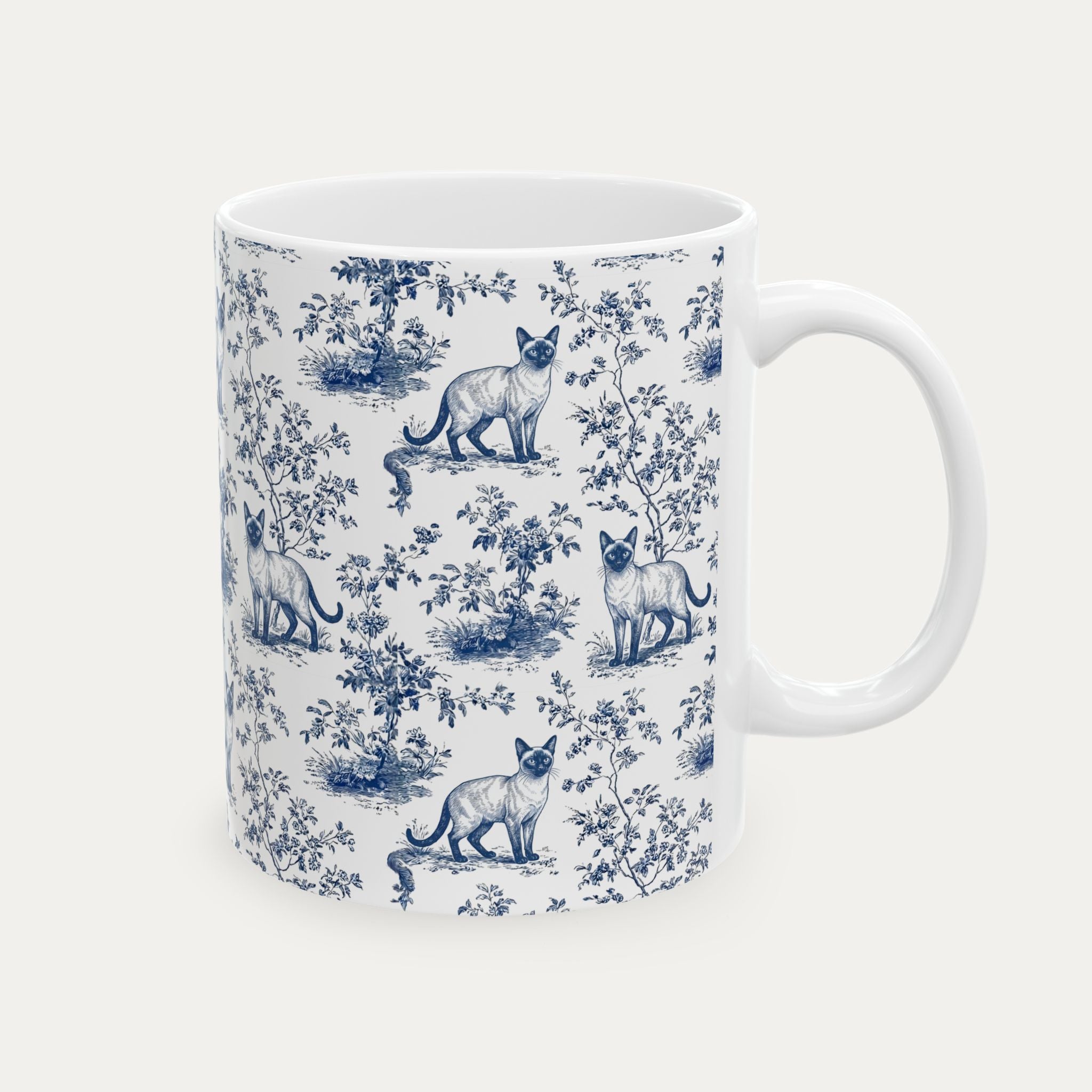 Siamese Cat Blue Toile Mug