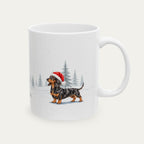 Custom Dachshund Black and Tan Dapple  Christmas Santa Hat Mug