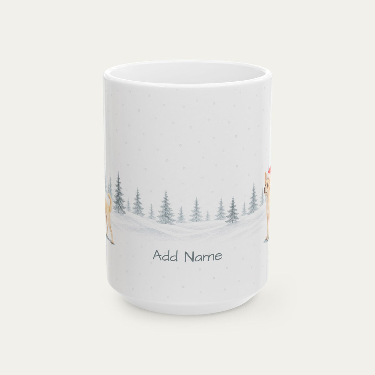 Custom Chihuahua Cream Christmas Santa Hat Mug