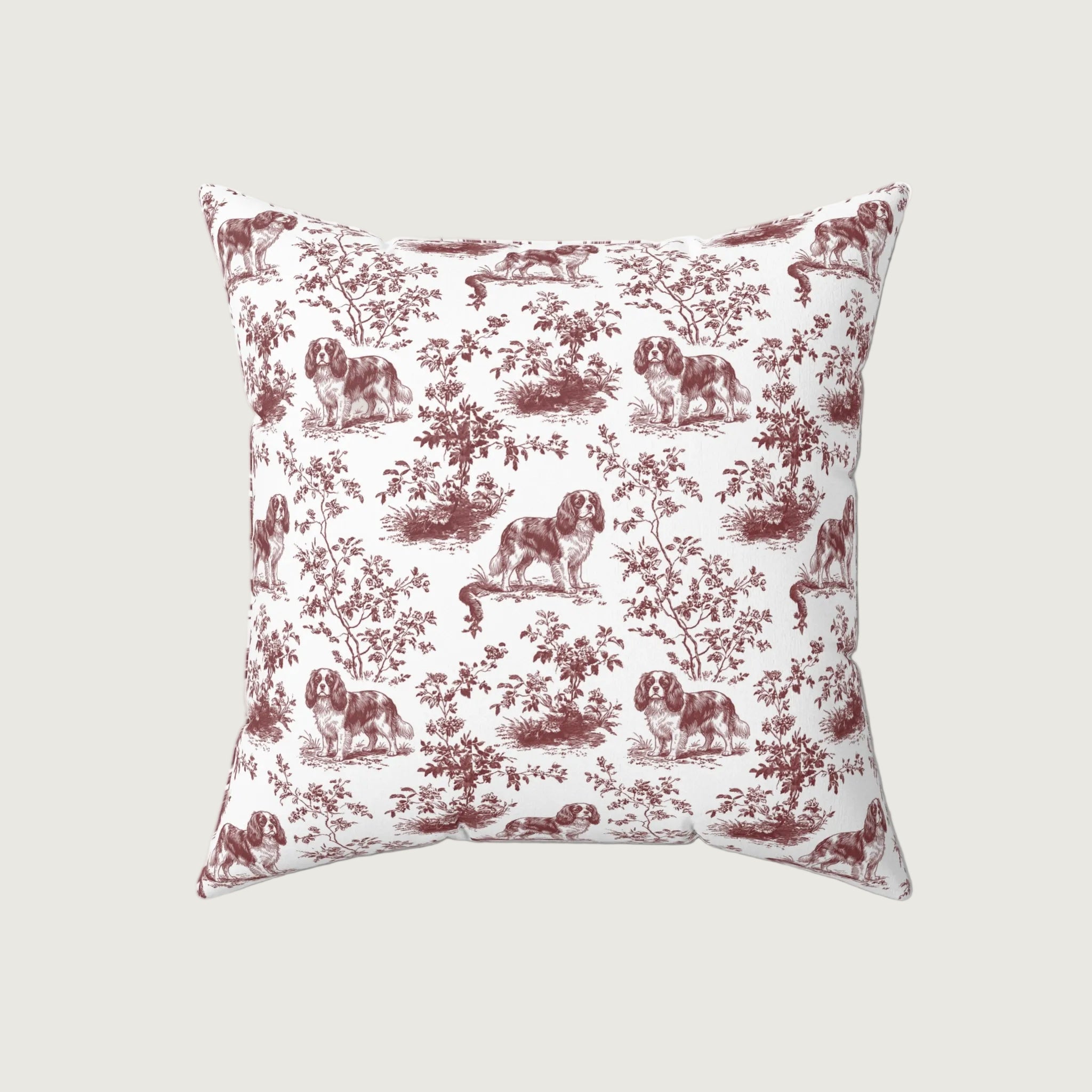 Dog Burgundy French Toile Pillow