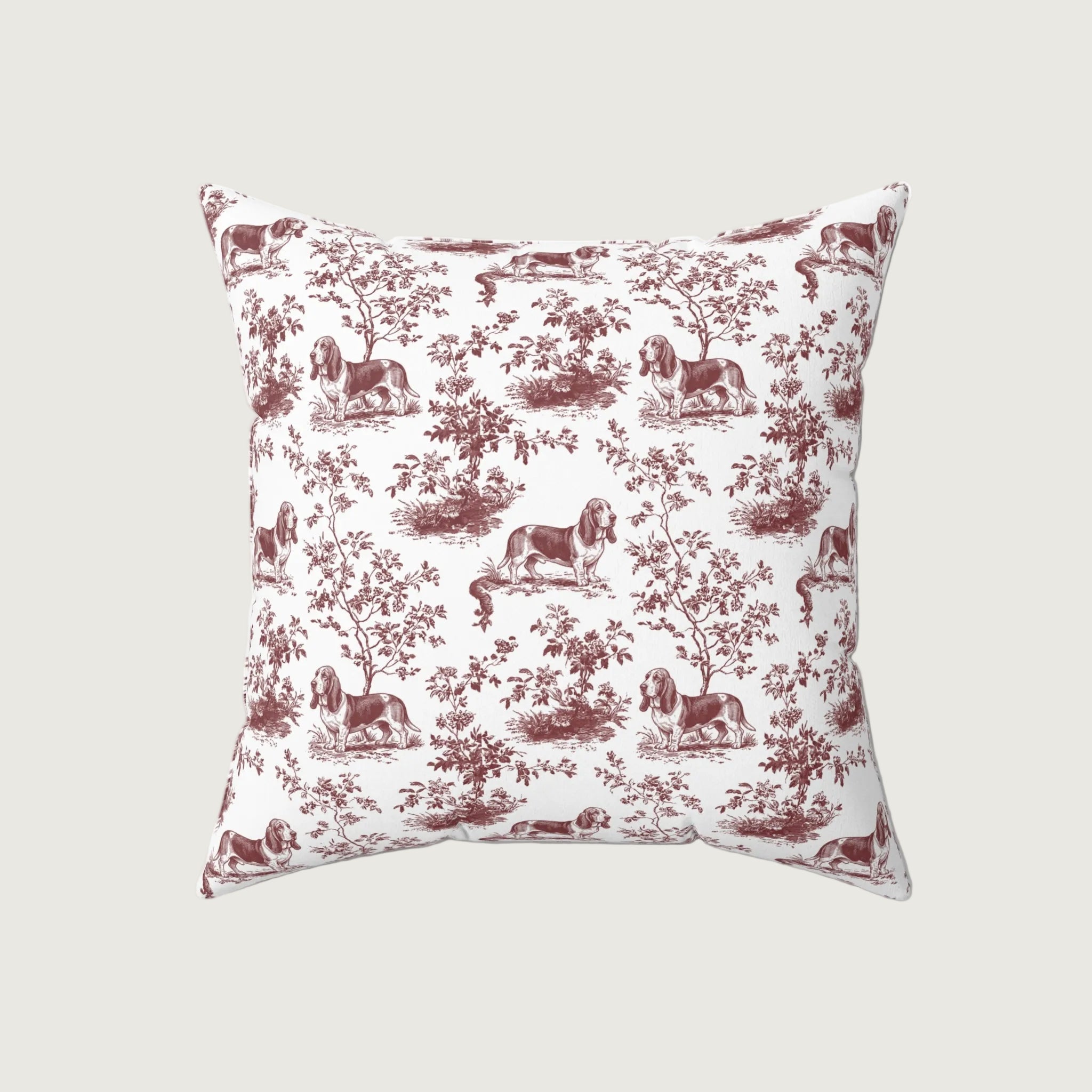 Dog Burgundy French Toile Pillow