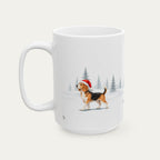 Custom Beagle Tri Color Chistmas Santa Hat Mug