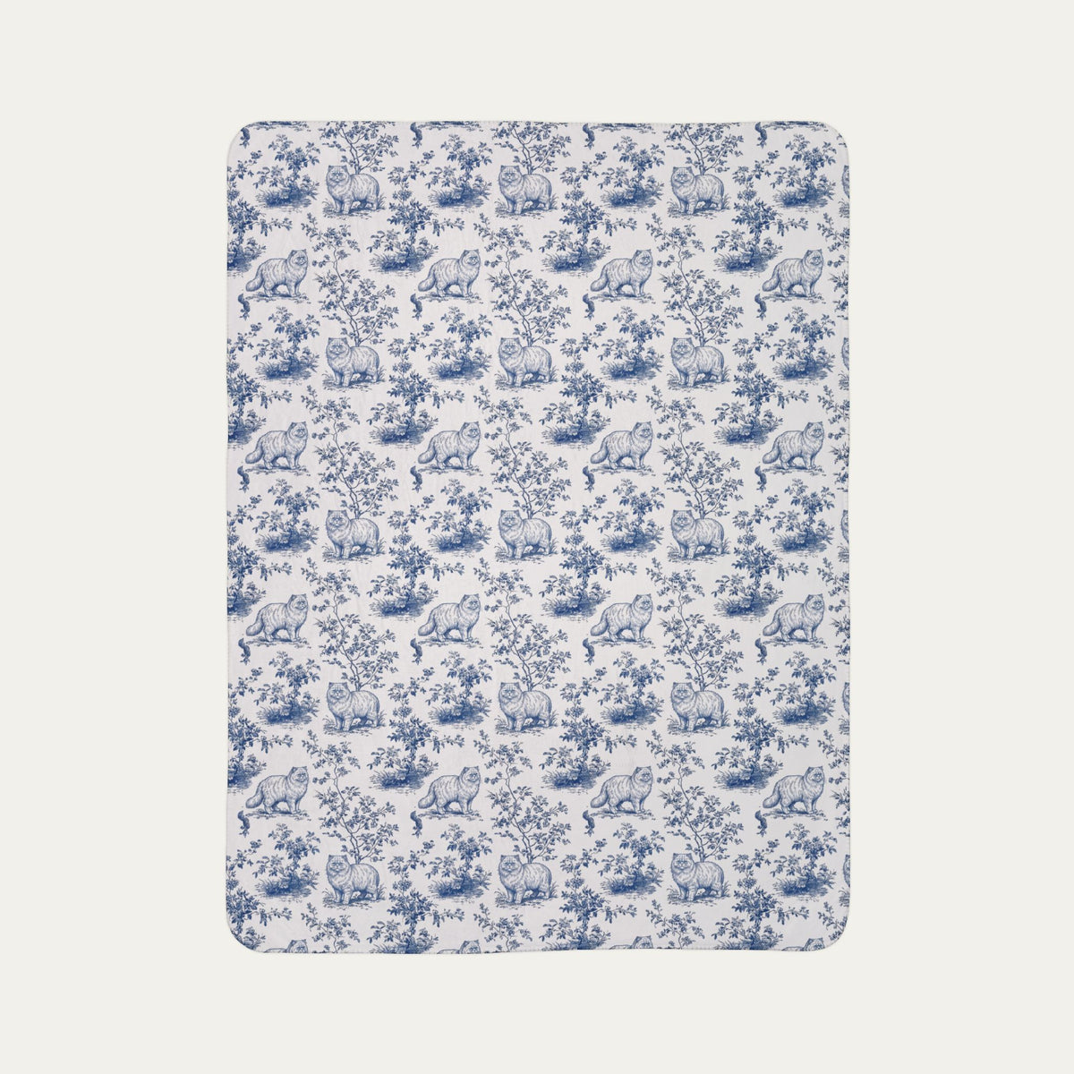 Persian Cat Toile De Jouy Fleece Blanket