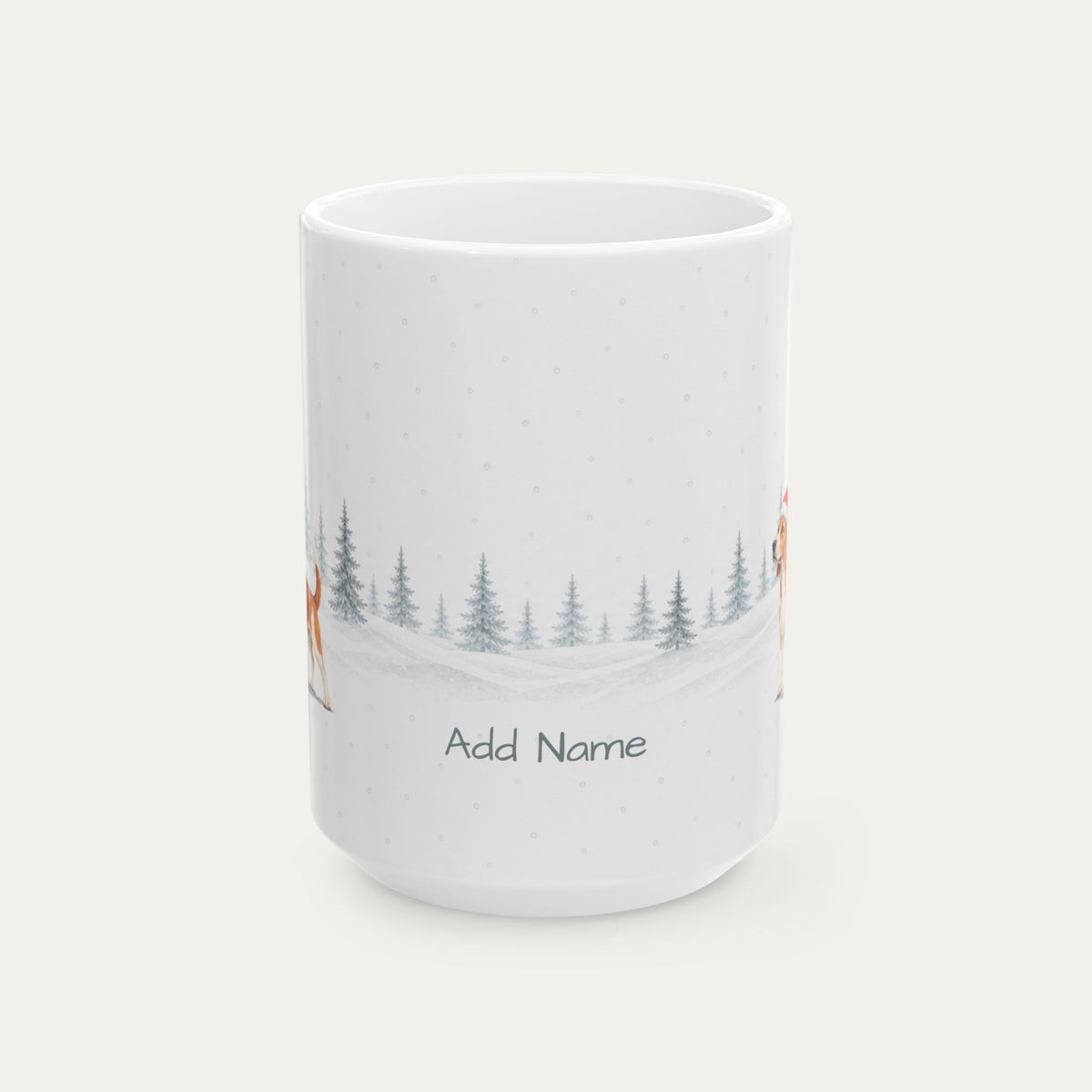 Custom Beagle Red and White Christmas Santa Hat Mug