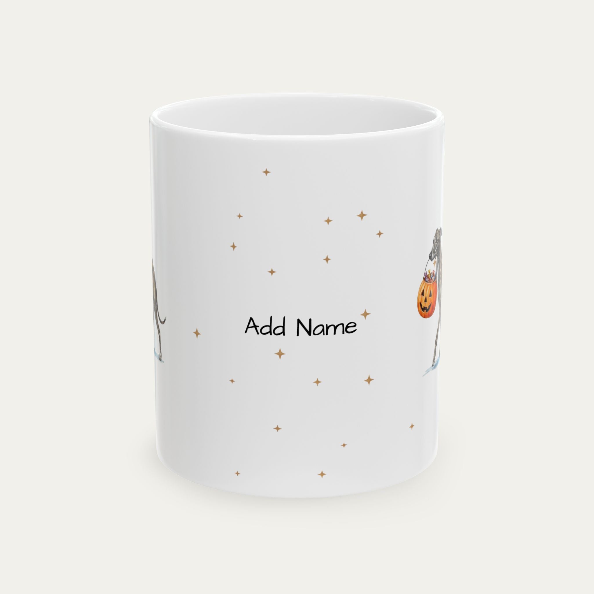 Custom Greyhound Brindle Halloween mug