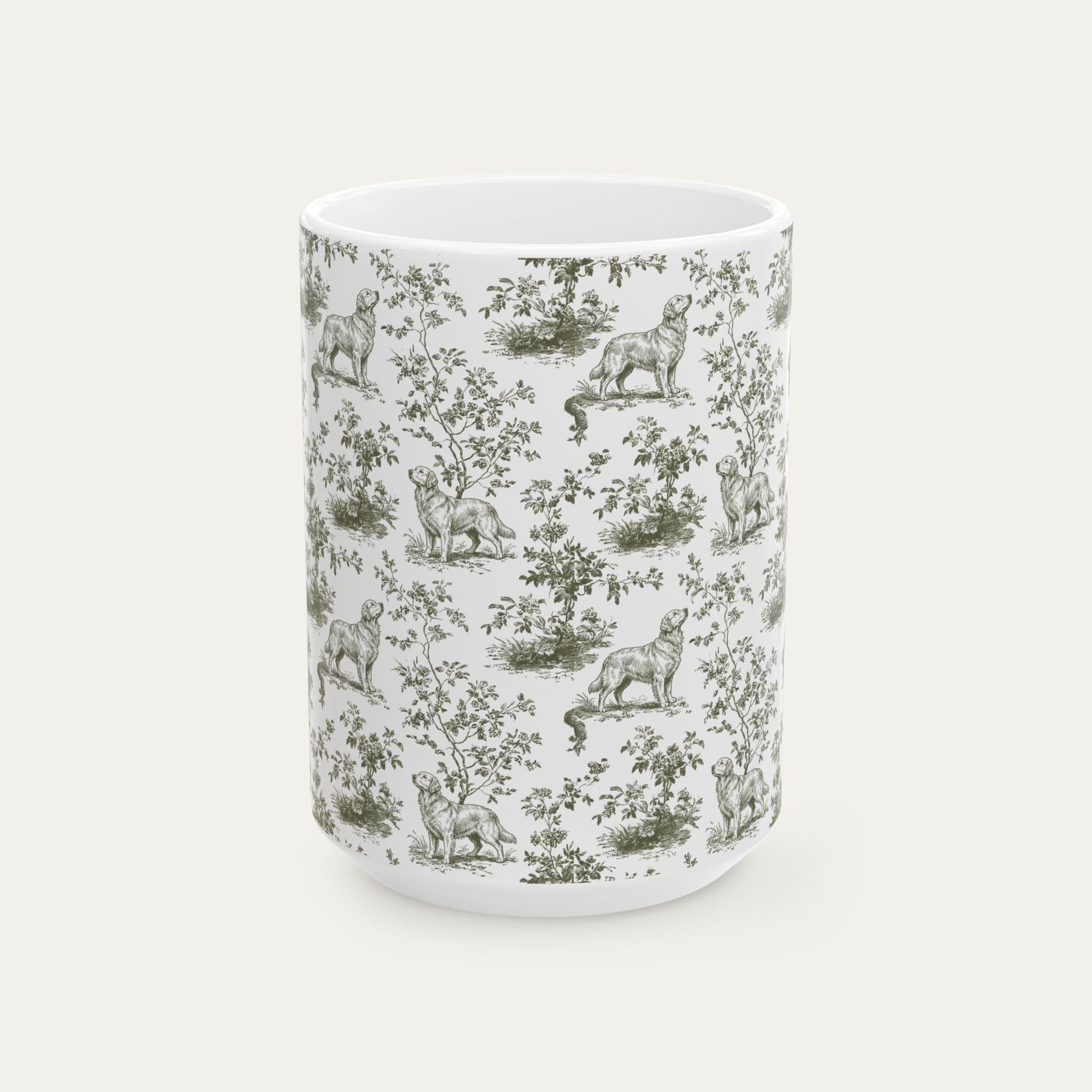 Golden Retriever Sage Green Toile Mug