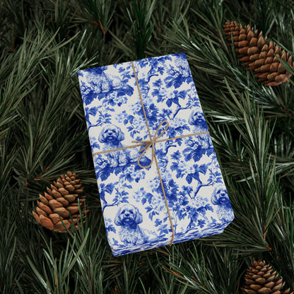 Cavapoo French Toile De Jouy Wrapping Paper